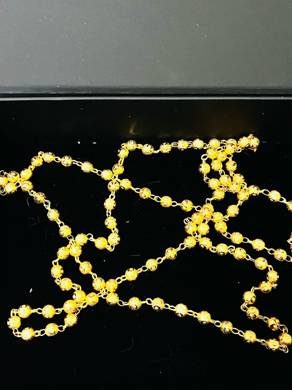 Gold 24 plated Beaded Statement Necklace -28”